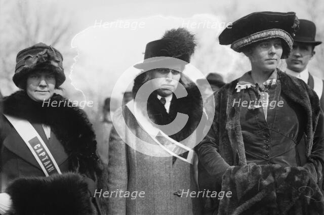 Suffrage parade - Mrs. Mary Bair, Mr[s]. W. Albert Wood, and Mrs. R.S. [i.e., Richard Coke]..., 1913 Creator: Bain News Service.