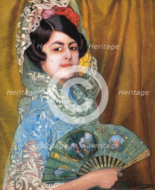 Dama con abanico (Lady With a Fan). Creator: Zuloaga y Zabaleto, Ignacio (1870-1945).