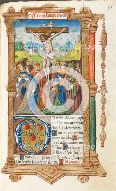 Printed Book of Hours (Use of Rome): fol. 55r, The Crucifixion, 1510. Creator: Guillaume Le Rouge (French, Paris, active 1493-1517).