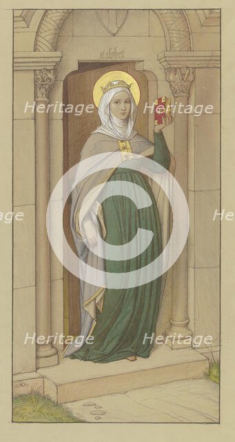 Saint Elizabeth, modeled after the 15th-century wooden statue in St. Elizabeth's Church..., 1864. Creator: Eduard von Steinle.