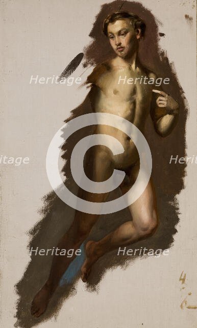 Study of the Cupid Figure to the Painting "Wedding Procession of Cupid and Psyche", before 1863. Creator: Jozef Simmler.