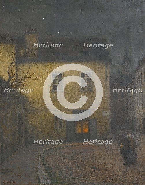 A street corner in Prague, c. 1900. Artist: Schikaneder, Jakub (1855-1924)