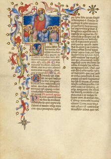 The Ascension: Initial V: Two Apostles; Missal, between about 1389 and 1400. Creator: Master of the Brussels Initials.