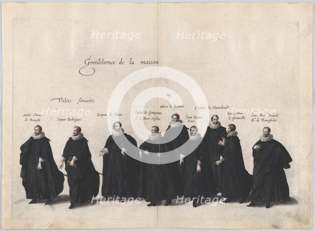 Plate 23: Gentlemen of the house marching in the funeral procession of Archduke Albert of ..., 1623. Creator: Cornelis Galle I.