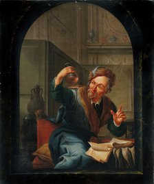 A physician or apothecary examining a flask at a casement, 1780. Creator: Willem Joseph Laquy.