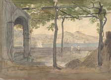 View of the Bay of Naples with Mount Vesuvius, early 19th century. Creator: Anon.