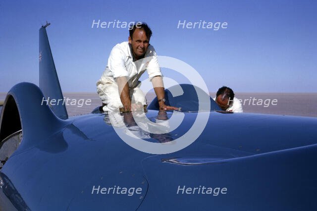 Bluebird CN7 support crew member Allan Dougherty, Lake Eyre, Australia, 1964. Creator: Unknown.