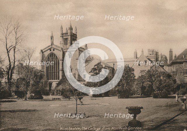 Winchester College from the Warden's Garden, Hampshire, early 20th century(?).  Artist: Unknown.