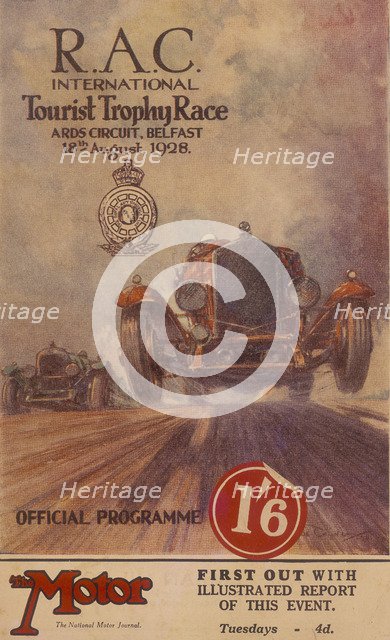 A programme for the RAC International Tourist Trophy Race, Belfast, Northern Ireland, 1929. Artist: Unknown