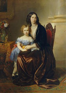 Leonie Countess Lanckoronska, née Countess Potocka, with her son Karl, 1852. Creator: Carl von Blaas.
