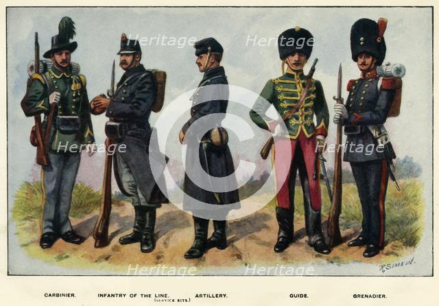 'Types of the Belgian Army', 1919. Creator: Richard Simkin.
