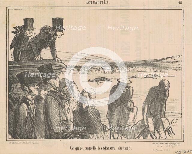 Ce qu'on appelle les plasirs du turf, 19th century. Creator: Honore Daumier.