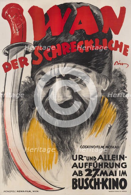 Movie poster "The Wings of a Serf" (Ivan the Terrible) by Yuri Tarich, 1926. Creator: Bíró, Mihály (1886-1948).