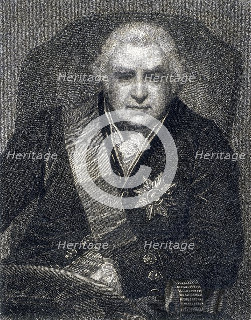 Joseph Banks, President of the Royal Society (PRS), botanist, 1800s. Artist: Thomas Philips