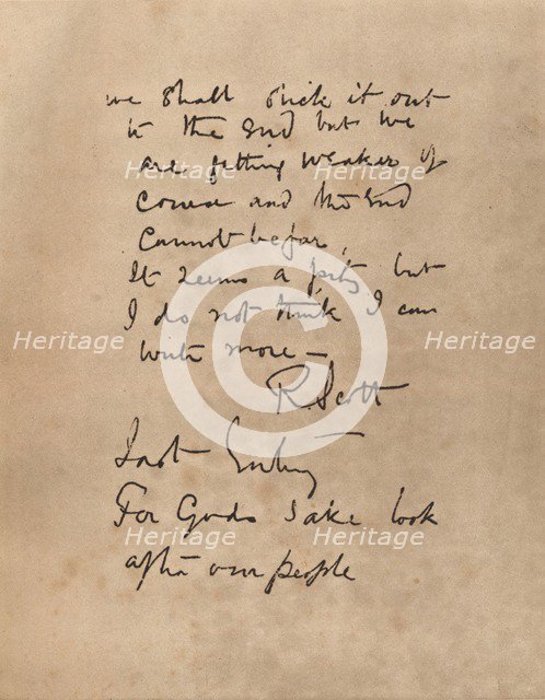 The final page of Captain Scott`s diary, 1912 (1935). Artist: Robert Falcon Scott.