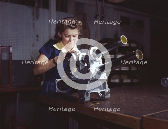 A young woman employee of North American Aviation, Incorporated..., Inglewood, Calif. , 1942. Creator: Alfred T Palmer.