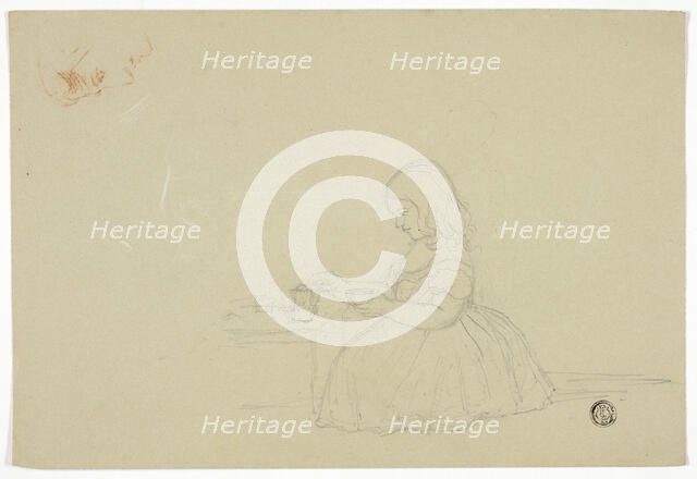 Young Girl Pouring Tea and Profile Sketch (recto), and Sketch of Italian City Street (verso), n.d. Creator: Elizabeth Murray.