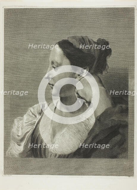 A Young Woman in Profile, 1750/59. Creator: Giovanni Marco Pitteri.