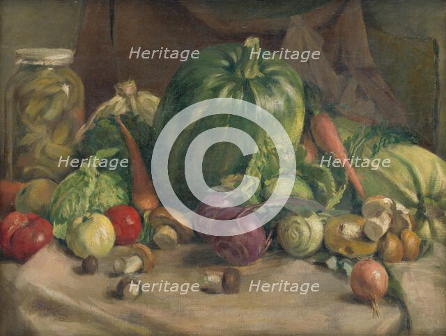 Still Life with Vegetables, 1922. Creator: Ladislav Treskon.