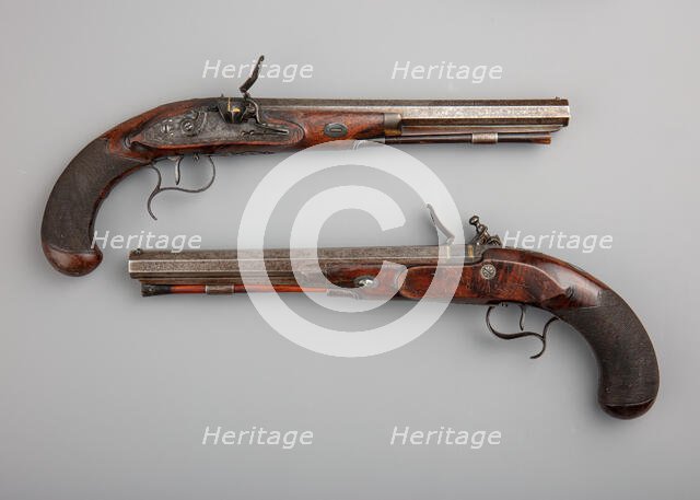 Flintlock Duelling Pistol, American, Middletown, Connecticut, ca. 1815-20. Creator: Simeon North.