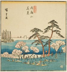 Cherry-blossom Viewing at Goten Hill (Gotenyama hanami), section of a sheet from the..., 1840s. Creator: Ando Hiroshige.