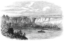 Farina, with a man on his back, crossing the Niagara on a tightrope..., August 29, 1860. Creator: Unknown.