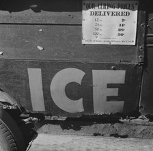 Ice truck with ceiling prices listed on the side, Daytona Beach, Florida, 1943. Creator: Gordon Parks.