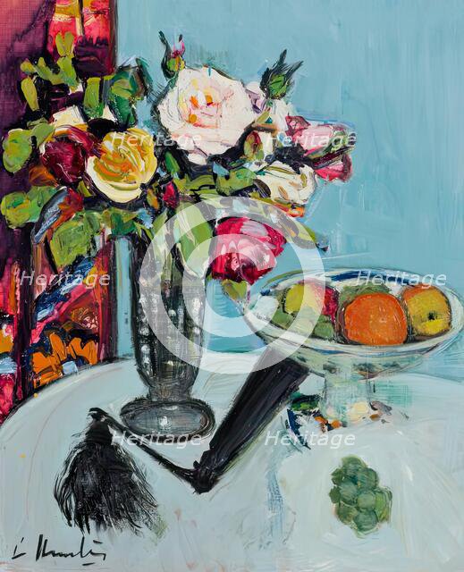 Still Life - Roses and a Black Fan, c1920s. Creator: George Leslie Hunter.