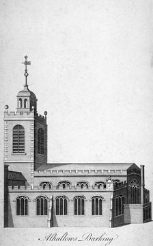 All Hallows-by-the-Tower Church, London, c1750. Artist: Benjamin Cole