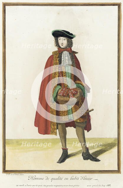 Recueil des modes de la cour de France, 'Homme de Qualité en Habit d'Hiuer', 1683. Creator: Jean de Dieu.