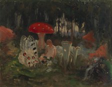 The Princess and a Butterfly Underneath a Fly Agaric, sketch for the painitng Farity..., c1895-1896. Creator: Torsten Wasastjerna.