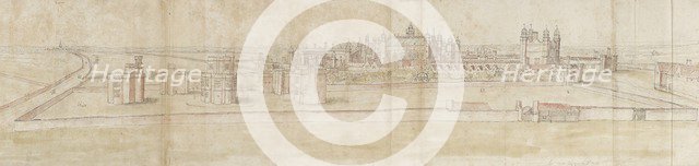 Hampton Court Palace from the North, c1550-1560. Artist: Anthonis van den Wyngaerde.
