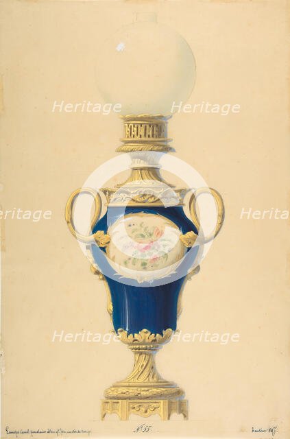 Design for an Oil Lamp, 19th century. Creator: Anon.