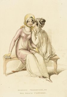 Fashion Plate (Evening Promenade, or Sea Beach Costumes), 1810. Creator: Rudolph Ackermann.