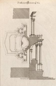 Floorplan and Side View of an Altar, Plate b (2) from 'Unterschiedliche Neu..., Printed ca. 1750-56. Creator: Johann Michael Leüchte.