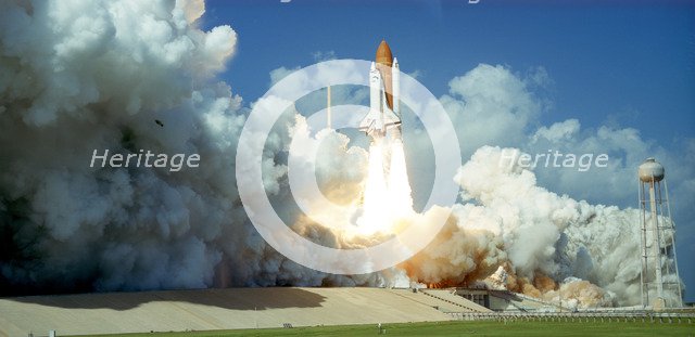 Launch of Space Shuttle Challenger from Kennedy Space Center, Florida, USA, 1985. Artist: Unknown