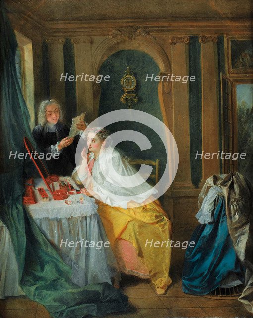 Madame Geoffrin at her toilet. Artist: Lancret, Nicolas (1690-1743)