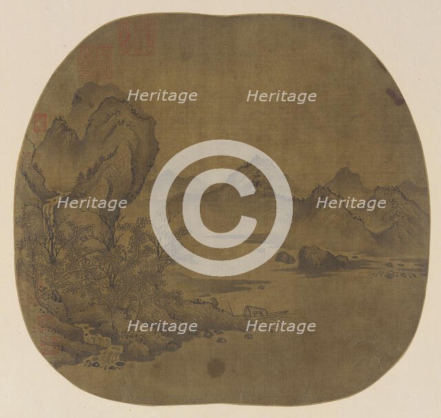 Landscape: a cataract descending into a broad stream; distant mountains, Ming dynasty. Creator: Unknown.