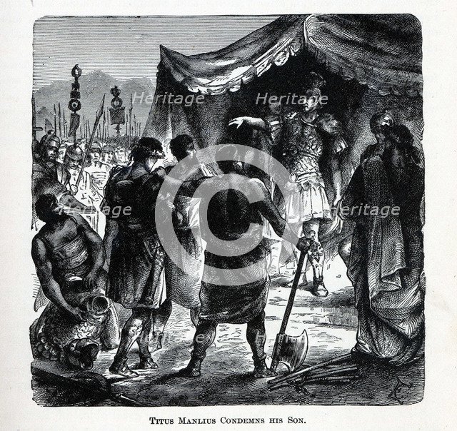 Titus Manlius Condemns His Son, 1882. Artist: Anonymous  