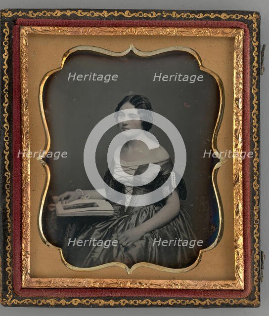 Untitled (Portrait of Seated Woman with Book), 1855. Creator: Unknown.