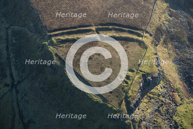 Promontory fort, threatened by erosion, Combs Edge, Derbyshire, 2023. Creator: Damian Grady.