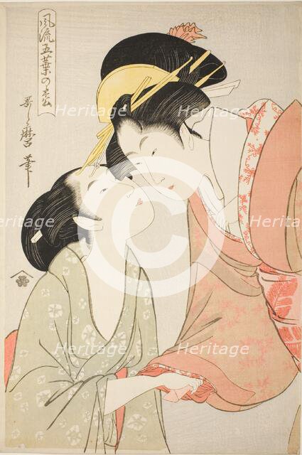 Messenger with a Letter, from the series "Elegant Five-needled Pine (Furyu goyo..., Japan, c1797/98. Creator: Kitagawa Utamaro.