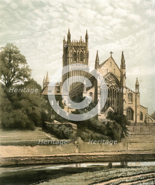 Worcester Cathedral, Worcestershire, c1870. Artist: Hanhart