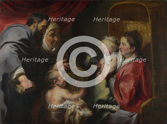 The Virgin and Child with Saints Zacharias, Elizabeth and John the Baptist, c. 1620. Artist: Jordaens, Jacob (1593-1678)