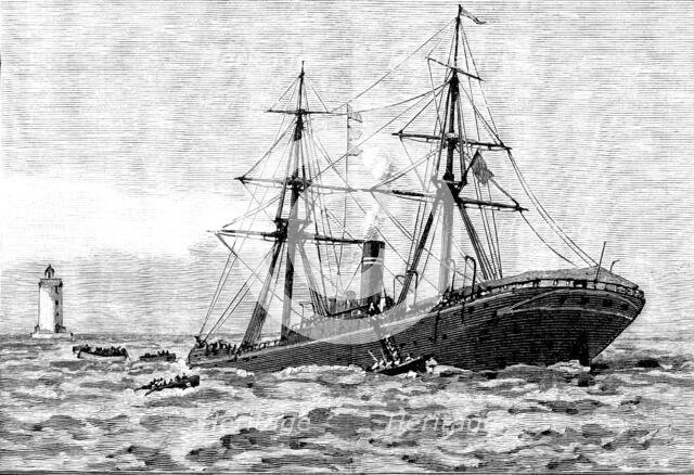 Wreck of the steam-ship Dacca in the Red Sea: an hour after she struck, 1890. Creator: Unknown.