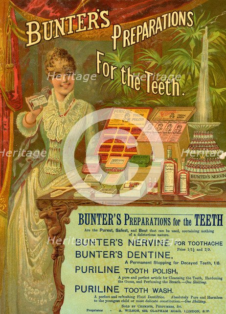 Bunter’s Preparations For The Teeth, 19th century. Artist: Unknown