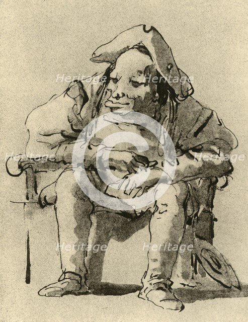 'Caricature of a man seated', mid 18th century, (1928). Artist: Giovanni Battista Tiepolo.