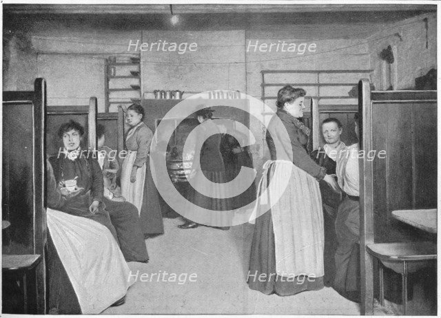 Kitchen in a single women's lodging house, Spitalfields, London, c1903 (1903). Artist: Unknown.