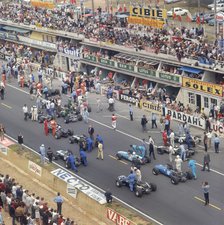 Cars lining up on the starting grid, French Grand Prix, Le Mans, France, 1967. Artist: Unknown
