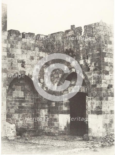Jérusalem, Porte de Jaffa, Vue extérieure, 1854. Creator: Auguste Salzmann.